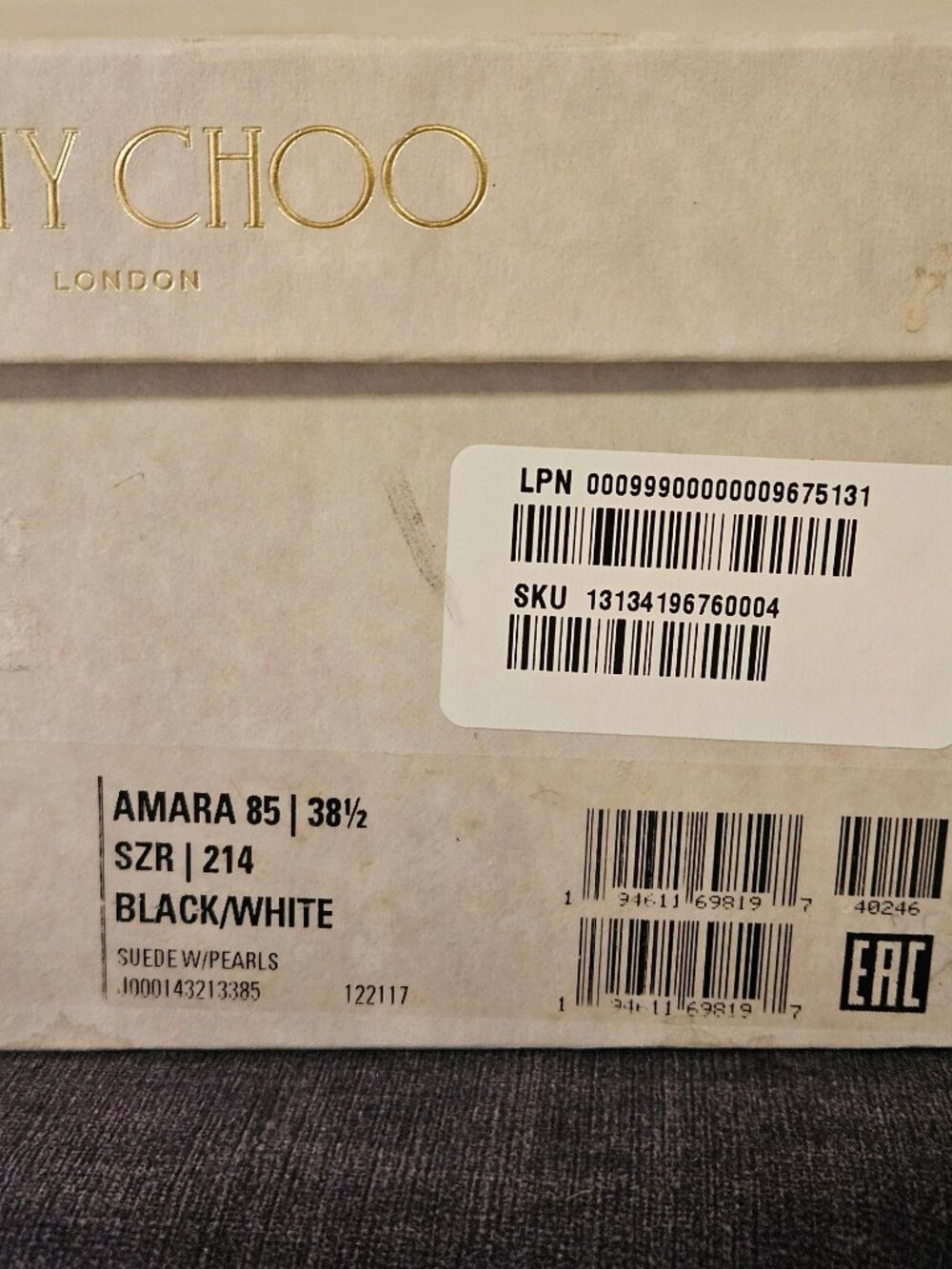 Jimmy Choo Amara 85mm Pearl Straps Suede Block Heels Mules EUC EU 38.5 US 8-8.5 - Picture 9 of 9